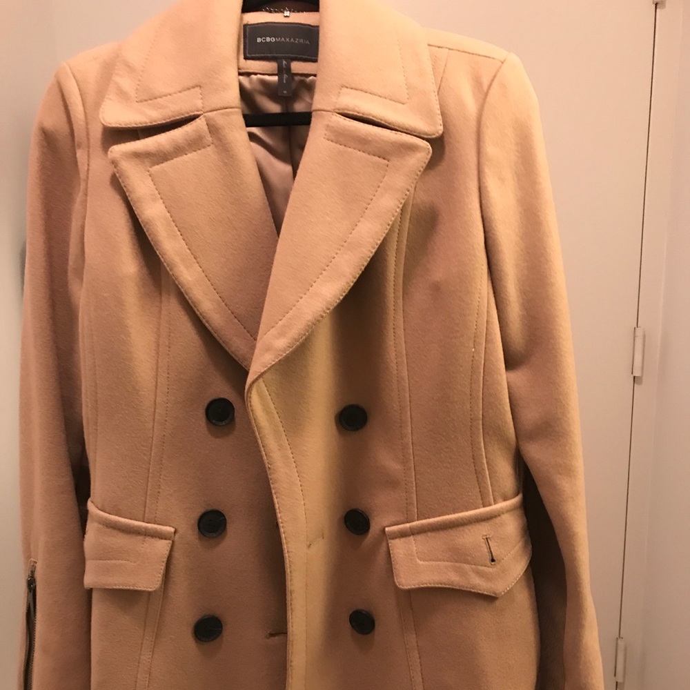 BCBG tan pea coat